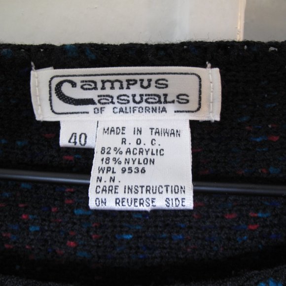 VINTAGE - CAMPUS CASUALS - 80's 90's Chenille Knit Balloon Sleeve Sweater - Picture 7 of 10